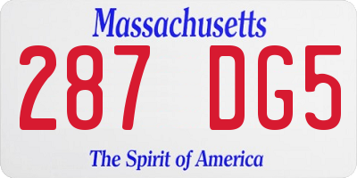 MA license plate 287DG5