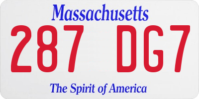 MA license plate 287DG7