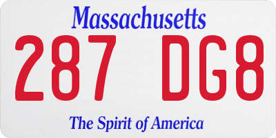 MA license plate 287DG8