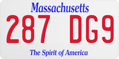 MA license plate 287DG9