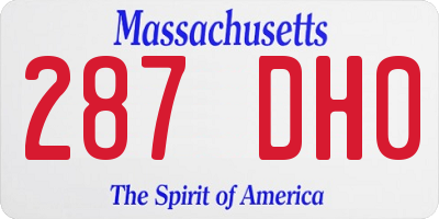 MA license plate 287DH0