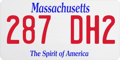 MA license plate 287DH2