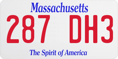 MA license plate 287DH3