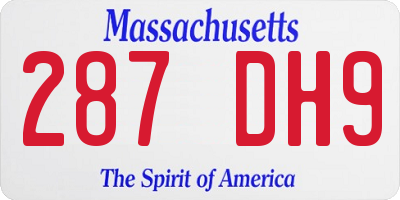 MA license plate 287DH9