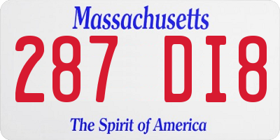 MA license plate 287DI8