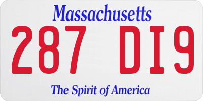 MA license plate 287DI9