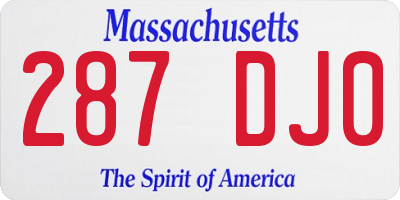 MA license plate 287DJ0