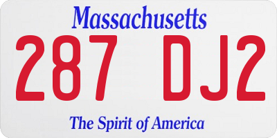 MA license plate 287DJ2