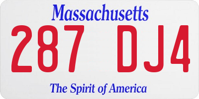 MA license plate 287DJ4