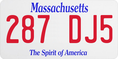 MA license plate 287DJ5