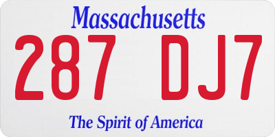 MA license plate 287DJ7