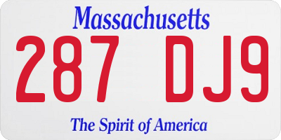 MA license plate 287DJ9