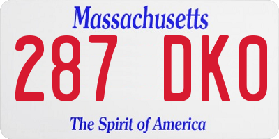 MA license plate 287DK0