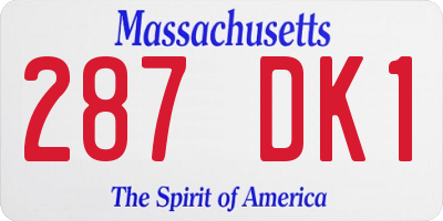 MA license plate 287DK1