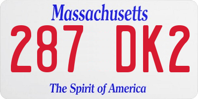 MA license plate 287DK2