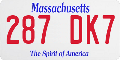 MA license plate 287DK7