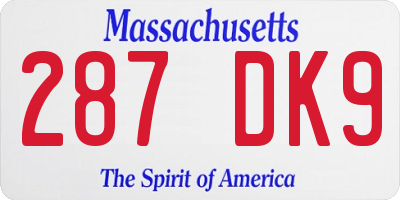 MA license plate 287DK9