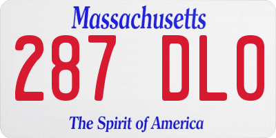 MA license plate 287DL0