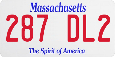 MA license plate 287DL2