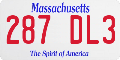 MA license plate 287DL3