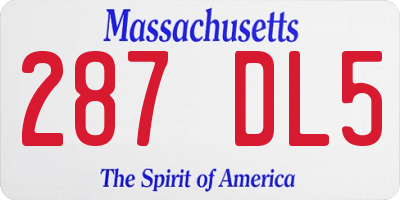 MA license plate 287DL5