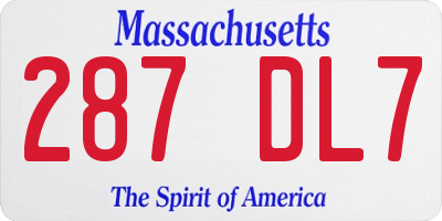 MA license plate 287DL7