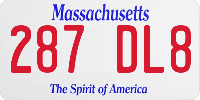 MA license plate 287DL8