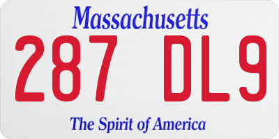 MA license plate 287DL9