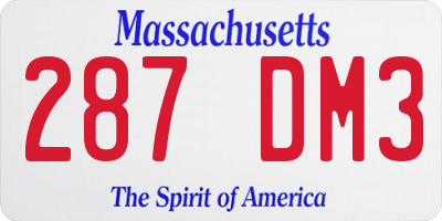 MA license plate 287DM3