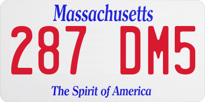 MA license plate 287DM5