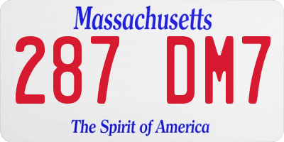 MA license plate 287DM7