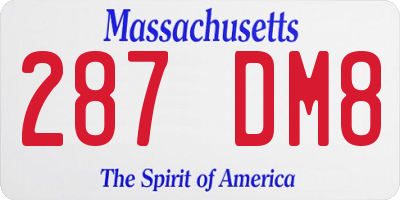 MA license plate 287DM8