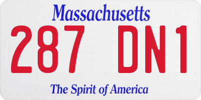 MA license plate 287DN1