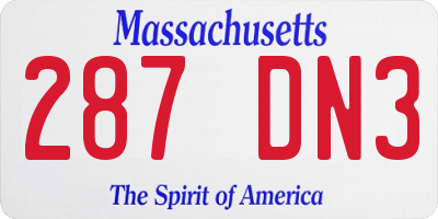 MA license plate 287DN3