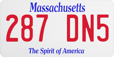 MA license plate 287DN5