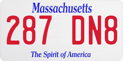 MA license plate 287DN8