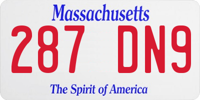 MA license plate 287DN9
