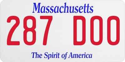 MA license plate 287DO0