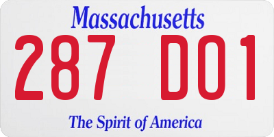 MA license plate 287DO1