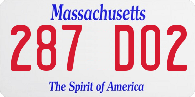 MA license plate 287DO2