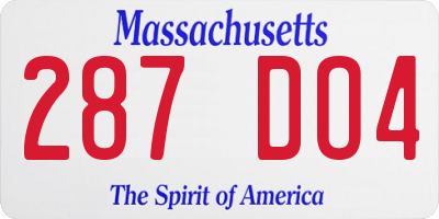 MA license plate 287DO4
