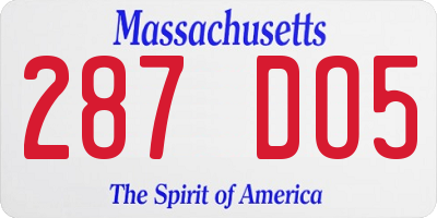 MA license plate 287DO5
