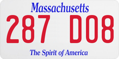 MA license plate 287DO8