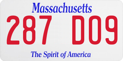 MA license plate 287DO9