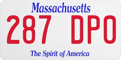 MA license plate 287DP0