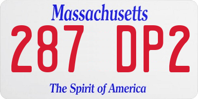 MA license plate 287DP2
