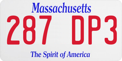MA license plate 287DP3