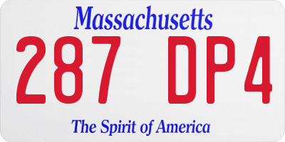 MA license plate 287DP4