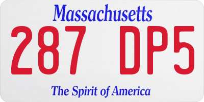 MA license plate 287DP5