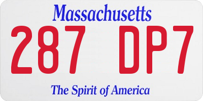 MA license plate 287DP7